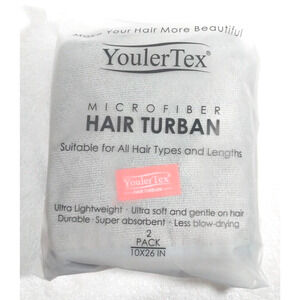 Youler Tex microfiber Hair Turban 2pack 10x26" Ultra Light Weight New